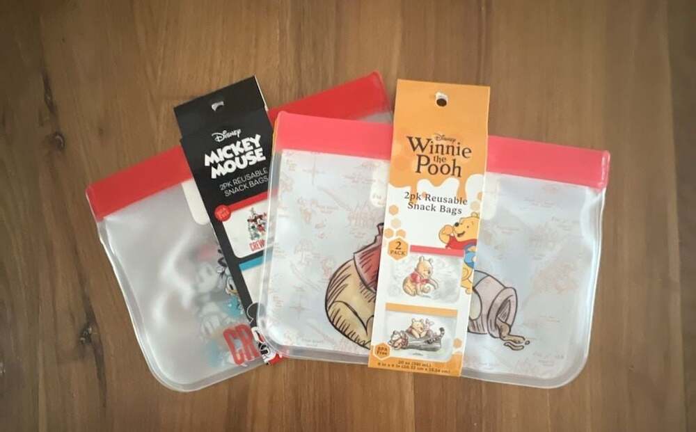 Disney Mickey Mouse and Winnie the Pooh Reusable Snack Bags 4-Pack Set